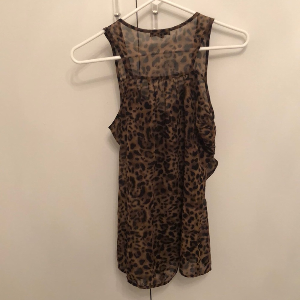 Mine Leopard Print Sheer Top With Ruffle - image 3